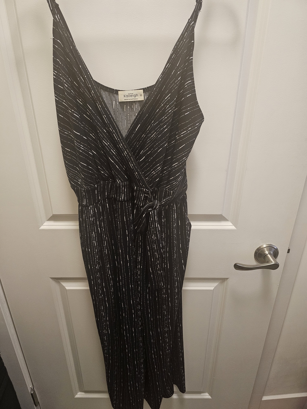 Kaileigh Black & White Striped One-Shoulder Jumpsuit Dress